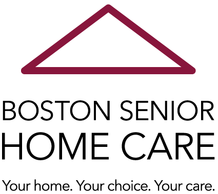 Boston Senior Home Care logo. A red triangle above the words 